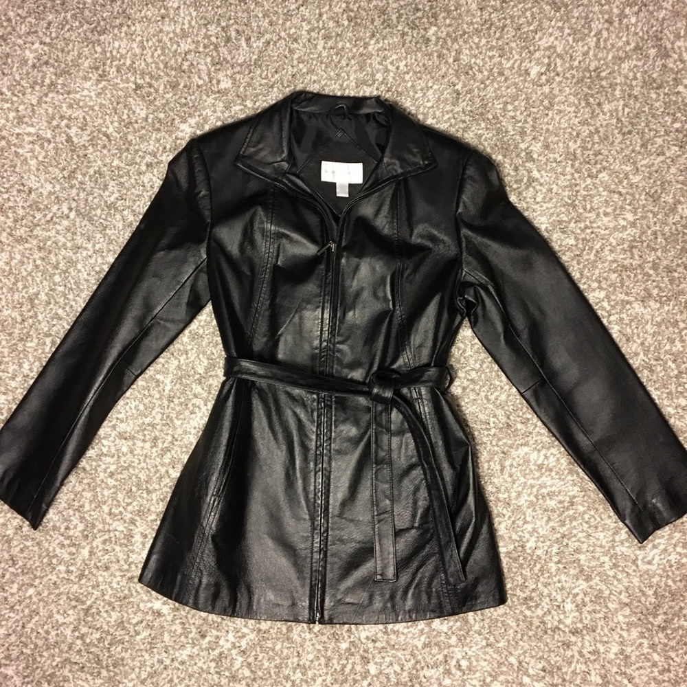 Black leather coat